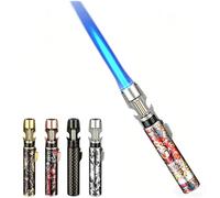 Zxwjddm Encendedor de antorcha de Metal con Cierre de Seguridad, Llama Azul Directa, Encendedor de Llama Azul de butano a Prueba de Viento, Adecuado for Exteriores, Camping, Velas y más.(Metallic4)