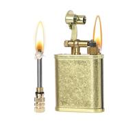 Zxwjddm Encendedor Retro A Prueba De Viento De Llama Suave, Encendido De Muela De Brazo (Incluye Fósforo Universal) Diez Mil Fósforos: Un Regalo Unisex(Brass)