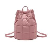 Zxwjddm Mochila acolchada ligera para mujer - Mochila pequeña con cordón para viaje y uso diario, mochila de nylon resistente al agua para compras, trabajo y fin de semana, Dusty Rose, Talla única