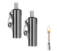 Zxwjddm Paquete de 2 cerillas de 10,000 cerillas, Encendedor de cerillas con abridor de Botellas con Llavero Multifuncional, Encendedor de Queroseno de Metal Impermeable portátil, Adecuado (Black)