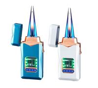 Zxwjddm Paquete de Dos encendedores Inteligentes de Doble Fuego activados por Voz, Dos Modos, Encendedor Inflable de Metal de Tres Fuegos directos, Cuatro Modos de Encendido(Set5)