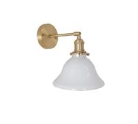 ZXXDSMYF Vintage Green Glass Wall Sconce, Industrial Adjustable Swing Arm Wall Light Fixture, Brass Wall Lamp for Bedroom, Living Room, E27 Base