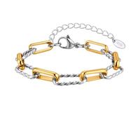 ZXYHOLOHI Pulsera de clip de dos tonos con eslabón giratorio para mujer pulsera gruesa de eslabón ajustable chapado en oro moda clásica