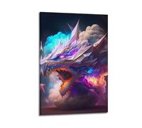 ZXYYHBG Póster decorativo con diseño de dragón en humo, lienzo para pared e impresión artística moderna para decoración de dormitorio familiar, 40 x 60 cm