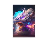 ZXYYHBG Póster decorativo con diseño de dragón en humo, lienzo para pared e impresión artística moderna para decoración de dormitorio familiar, 60 x 90 cm