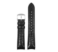 ZXZVRUHMC Correa de reloj curva de piel de cocodrilo de 20 mm y 22 mm compatible con Rolex, Omega, Tissot, IWC y Seiko. Correa de piel suave for hombre.(Black-Silver Pin,22mm)