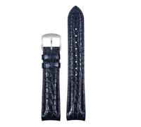 ZXZVRUHMC Correa de reloj curva de piel de cocodrilo de 20 mm y 22 mm compatible con Rolex, Omega, Tissot, IWC y Seiko. Correa de piel suave for hombre.(Blue-Silver Pin,20mm)