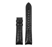 ZXZVRUHMC Correa de reloj curva de piel de cocodrilo de 20 mm y 22 mm compatible con Rolex, Omega, Tissot, IWC y Seiko. Correa de piel suave for hombre.(Black-Without Buckle,22mm)