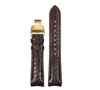 ZXZVRUHMC Correa de reloj curva de piel de cocodrilo de 20 mm y 22 mm compatible con Rolex, Omega, Tissot, IWC y Seiko. Correa de piel suave for hombre.(Brown-Gold Fold,22mm)
