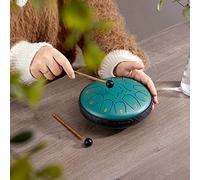 ZXZYHFTY Tambor de lengua de acero, tambor de mano de acero de 11 notas de 6 pulgadas con bolsa, libro de música, baquetas, soporte para mazo y paletas de dedos, para camping, meditación o yoga