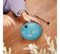 ZXZYHFTY Tambor de lengua de acero, tambor de mano de acero de 8 notas de 6 pulgadas con bolsa, libro de música, baquetas, soporte para mazo y paletas de dedos, para camping, meditación o yoga (azul