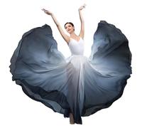 ZYACTU Falda Larga y Transparente de Baile lírico para Mujer, Falda Envolvente y Moderna, Disfraz de Ballet, 02-Negro Blanco, Talla única