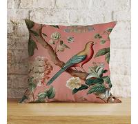 Zyadsinoudor Funda de cojín cuadrada Chinoiserie Blush Chinoiserie Bird de 18 x 18 pulgadas, almohada decorativa para el hogar, algodón y lino, funda de almohada artística para sofá de granja, sofá,