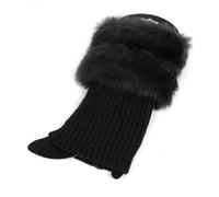 ZYAGH 1 Pair Knitted Boot Cuffs Winter Leg Warmers Women Lady Crochet Knit Trim Socks Toppers(Black)