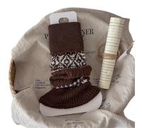 ZYAGH 1 Pair Women's Socks Autumn Winter Retro Pile Warm Thick Leg Covers Diamond Shaped Calf Knitted Booty Warmers(Coffee)