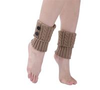 ZYAGH 2 Pair Women Button Detail Pattern Crochet Knitted Soft Warm Leg Warmers, Women's Stockings & Hosiery(Khaki)