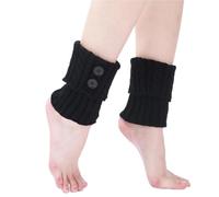 ZYAGH 2 Pair Women Button Detail Pattern Crochet Knitted Soft Warm Leg Warmers, Women's Stockings & Hosiery(Black)