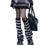 ZYAGH 2pair Women's Striped Leg Warmers Long Socks Knitted Leggings Winter Kawaii Arm Ankle Stripe(Black Grey)