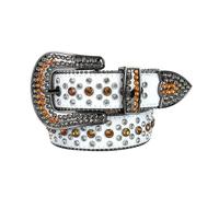 ZYAGH Belt With Rivets And Rhinestones Unisex Unique Hip-hop Style Versatile Punk Trendy Waistband(105cm)