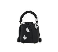 ZYAGH Black Butterfly 3D Embroidered Bucket Bag For Hanfu Mini Shoulder