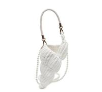 ZYAGH Bolso bandolera de concha de mar tejido a mano en color puro(WHITE)