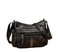 ZYAGH Bolso bandolera de piel sintética, de gran capacidad, minimalista, informal y moderno.(Black)