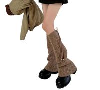 ZYAGH Cable Knit Leg Warmers Slouchy Drawstring Tie Thick Thermal Winter Warm Boot Socks Cuffs For Women Cozy Knitted (Khaki)