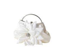 ZYAGH Clutch de satén floral - Bolso de banquete perfecto for vestidos de dama de honor, fiesta con lámina metálica y correa desmontable(White)