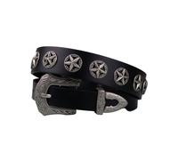 ZYAGH Genuine Leather Belt For Men Trendy And Unique Five-pointed Star Metal Rivet Punk Style Decorative For Women(105cm)