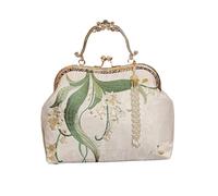 ZYAGH Lily Of The Valley Heavy-duty Embroidered Handbag Vintage Banquet Clutch(White)