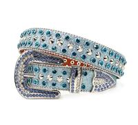 ZYAGH Punk-inspired Trendy Rhinestone Belt For Men Diamond Leather(125cm)