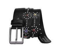 ZYAGH Retro Studded Leather Belt For Men Rhinestone-encrusted Punk Style Y2K(105cm)