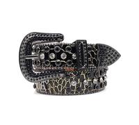 ZYAGH Rhinestone Belt For Men Adorned With A Full Cross Punk-style Niche(Black,125cm)