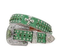 ZYAGH Rhinestone Belt For Men And Women Cross-embellished Punk-style Trendy Alloy(125cm)
