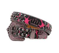 ZYAGH Rhinestone Belt For Women Men's Crown Dark Punk Style Trendy Inlaid Accessories(105cm)