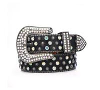 ZYAGH Rhinestone Belt, Unisex Pin Buckle Punk Style Trendy Versatile And Easy To Match With Pants(115cm)