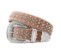 ZYAGH Rhinestone Leather Belt For Men, Handmade With Inlaid Hip Hop Punk Style(105cm)