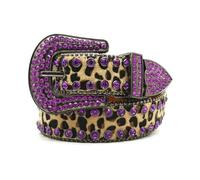 ZYAGH Unisex Belt With Rhinestone Buckle Widened And Inlaid With Rhinestones Punk-style Waistband With Embellishment(105cm)