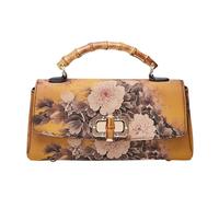 ZYAGH Vintage Leather Handbag Women's Bag Handmade Boston Evening(Brown)