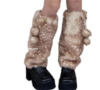 ZYAGH Women's Winter Spicy Girls Deer Pattern Plush Insulation Thickening Furry Leg Warmers Cover