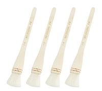 ZYAMY Creative Mark Hake - Juego de 4 pinceles profesionales de pelo de cabra blanco suave de 1 pulgada para lavado, trabajo de fondo, acuarela y cerámica