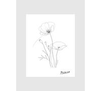 ZYANART - Dibujo de Pablo Picasso para decoración de pared, pósteres en blanco y negro, tamaño: 29,2 x 41,9 cm, 30 x 42 cm, sin marco, n.º 55 (flor de amapola 2)