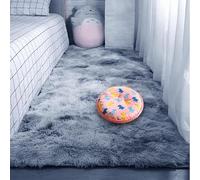 ZYANBIN Alfombra Grande 160 x 350 cm Parte Inferior Lavable Piel de Cordero Oveja Diseño Moderno para Sala de Estar, Gris Claro