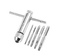 ZYAYNG 1 Juego (6/8 uds) ajustable M3-M12 mango en T llave de trinquete soporte for grifo juego taladro inglesa herramientas roscado manual broca rosca tornillo Para Bricolaje