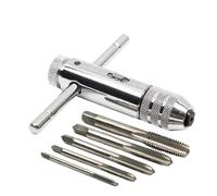 ZYAYNG 1 Juego (6 uds) de llave soporte grifo trinquete con mango en T plateado ajustable for M3-M8Machine rosca tornillo conector métrico forma Para Bricolaje