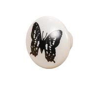 ZYAYNG 12PCS White Print Ceramic Door Knobs And Handles Furniture Drawer Cupboard Single Hole Cabinet Para Armarios(Color 5)