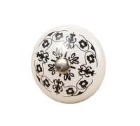 ZYAYNG 12PCS White Print Ceramic Door Knobs And Handles Furniture Drawer Cupboard Single Hole Cabinet Para Armarios(Color 1)