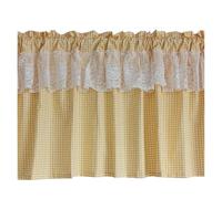 ZYAYNG 1pcs Yellow Plaid Short Curtains for Kitchen para Armarios
