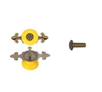 ZYAYNG 4Pcs Retro Ceramic Cabinet Knobs Vintage Round Drawer Dresser Petal Pulls Handles with Backplate/Screw/Nut Para Armarios(Color 5)