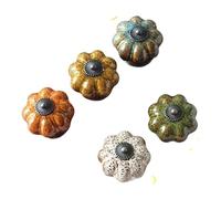 ZYAYNG 5pcs Pumpkin Knobs Ceramic Dresser Knob Drawer/Cabinet Handle Pulls Colorful Kitchen Cupboard Furniture Hardware Para Armarios